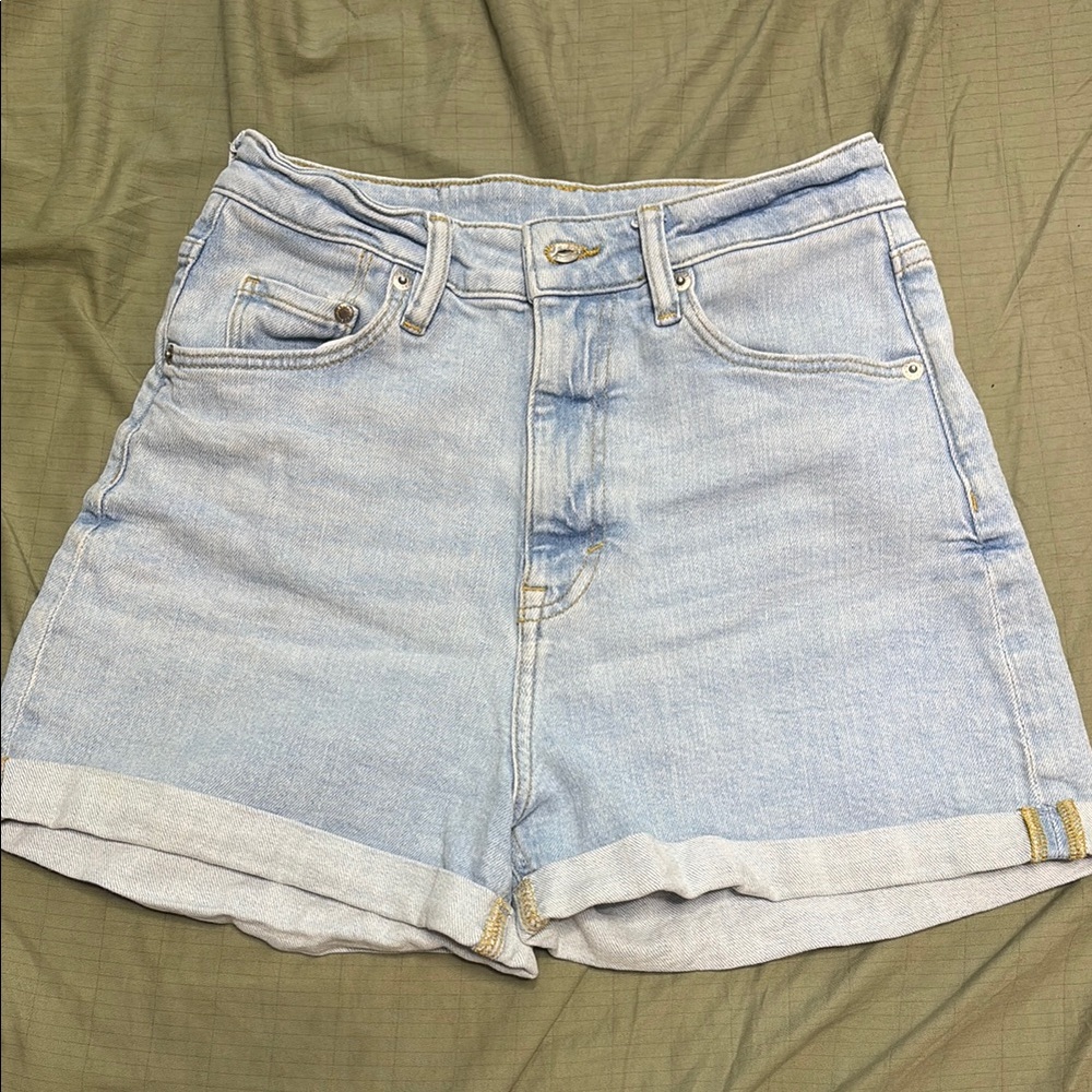 H&M Blue Jean Shorts High-Waisted Relaxed Fit